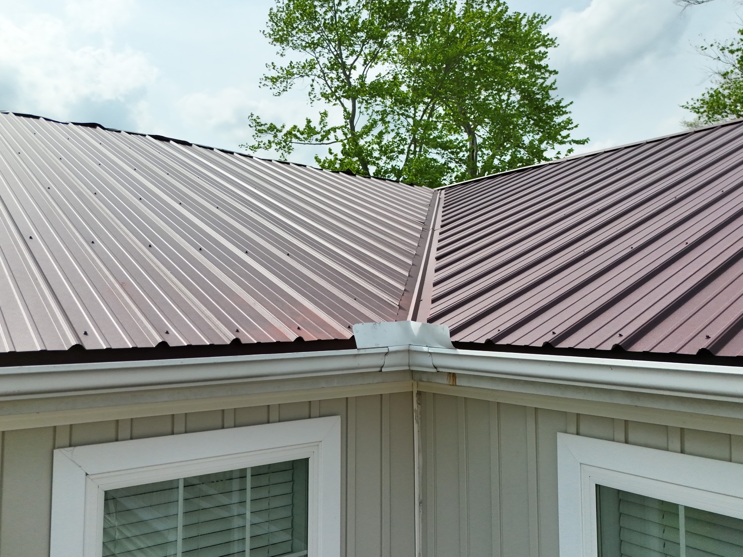 Metal roof and gutter detail in Greene County IN